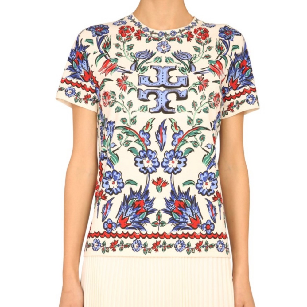 NWT TORY BURCH - PORCELAIN THISTLE T-SHIRT Large